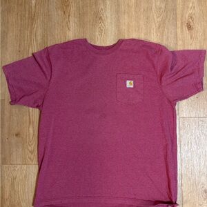 Men’s Carhartt Tee Loose Fit with Pocket Logo Patch Size XL Burgundy